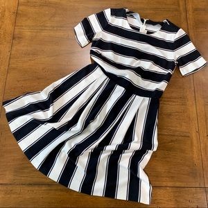 LOFT | Black & White Striped Dress